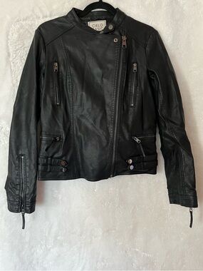 Cielo Black Faux Leather Moto Jacket with Asymmetric Zip